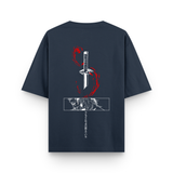 Kyojuro Rengoku Sword Oversized Navy Blue Anime T shirt