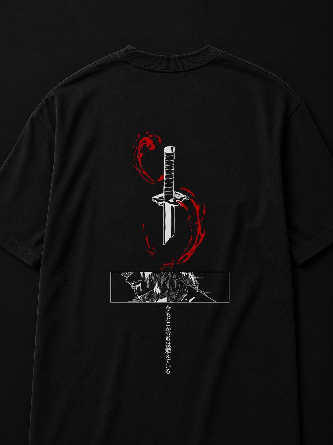 Kyojuro Rengoku Sword Oversized Black Anime T shirt