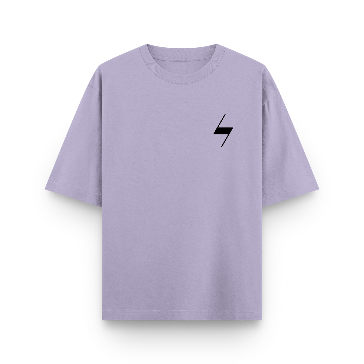 Light purple t-shirt with a black lightning bolt symbol on a white background