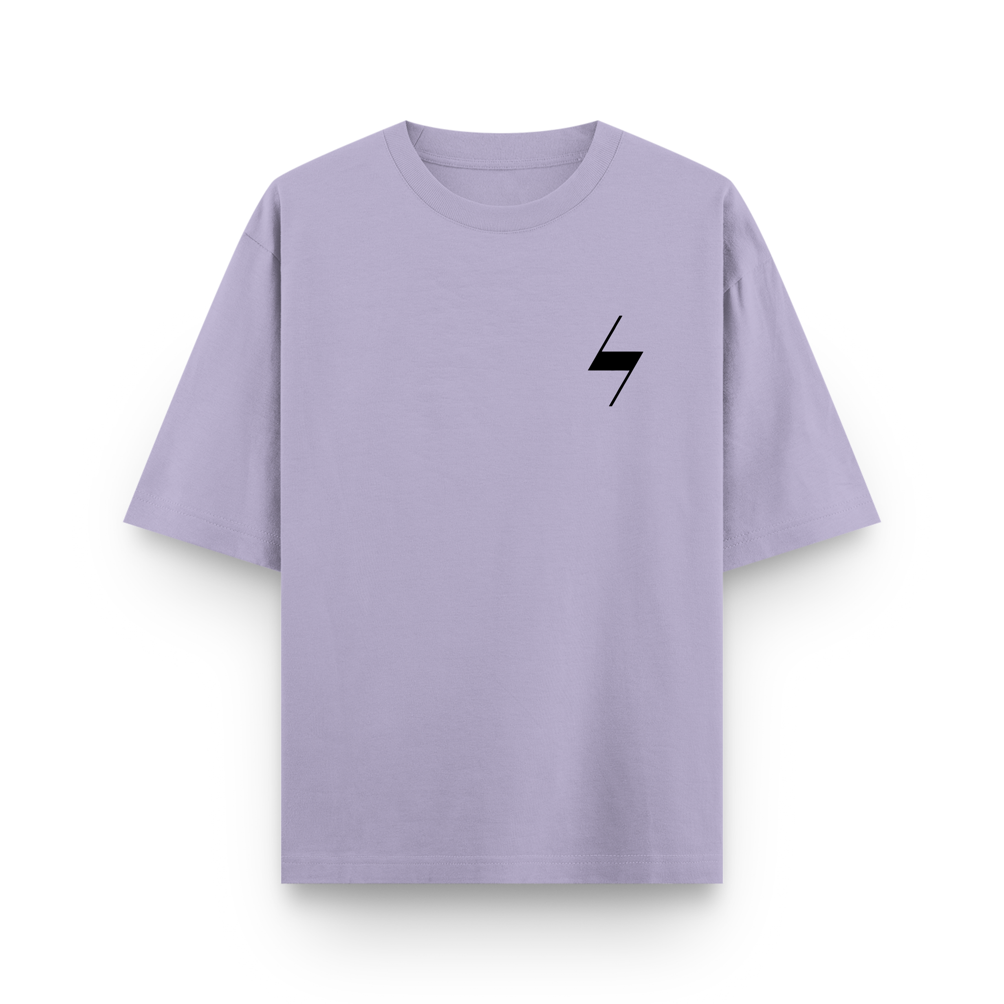Light purple t-shirt with a black lightning bolt symbol on a white background