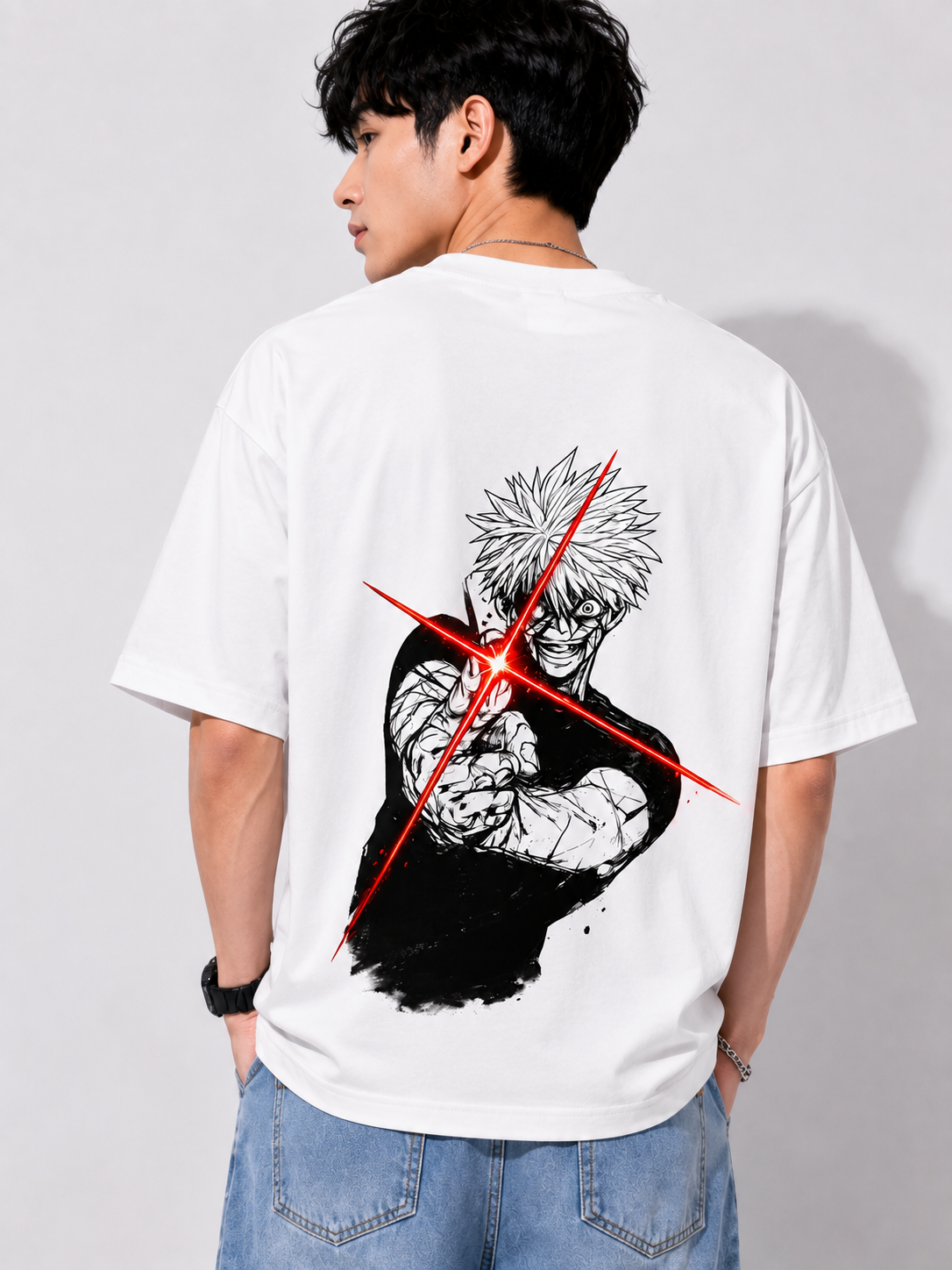 Limitless Madness Gojo White Oversized Anime T-shirt