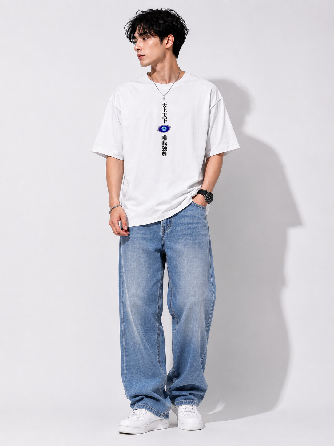 Limitless Madness Gojo White Oversized Anime T-shirt