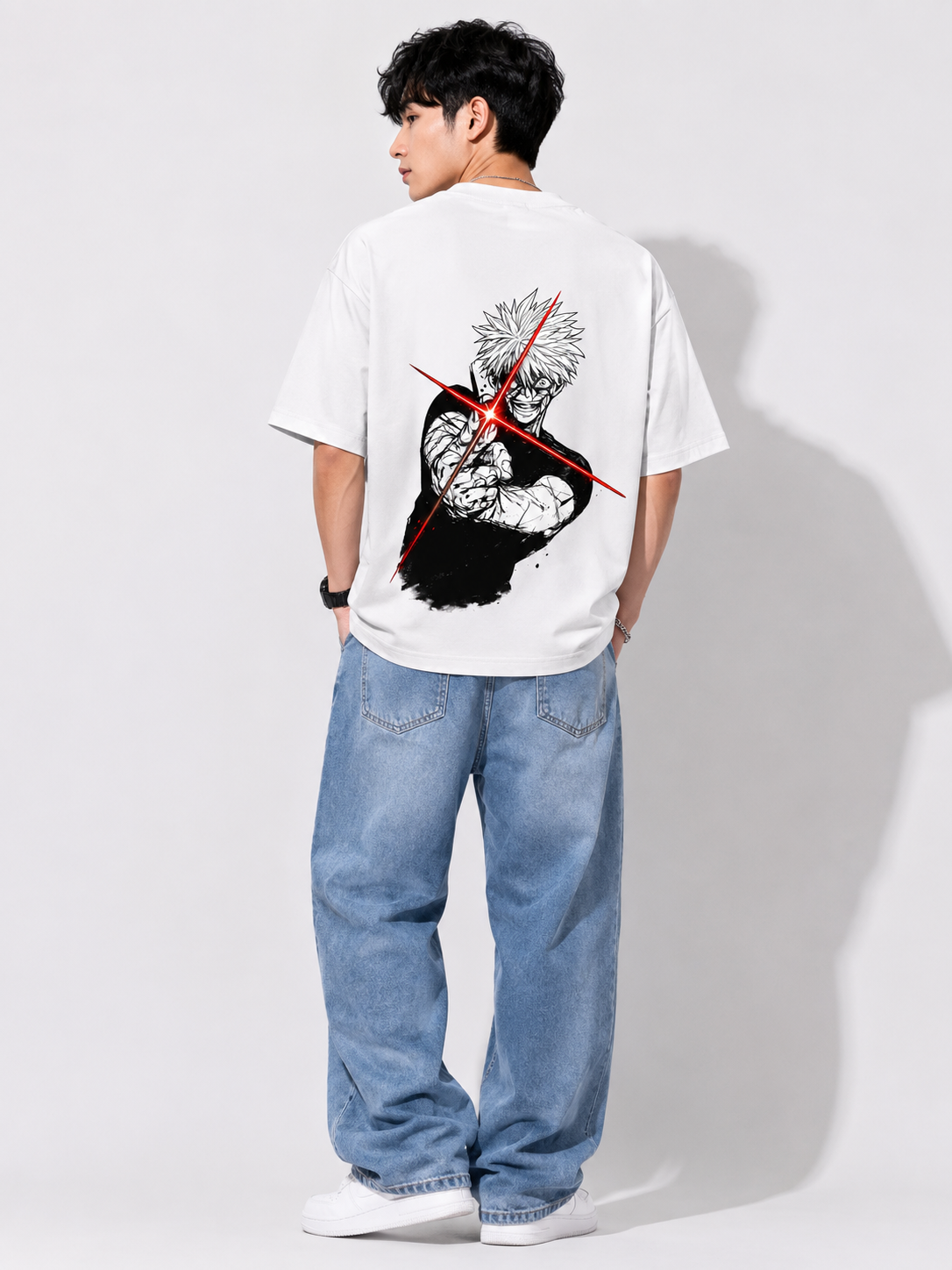 Limitless Madness Gojo White Oversized Anime T-shirt