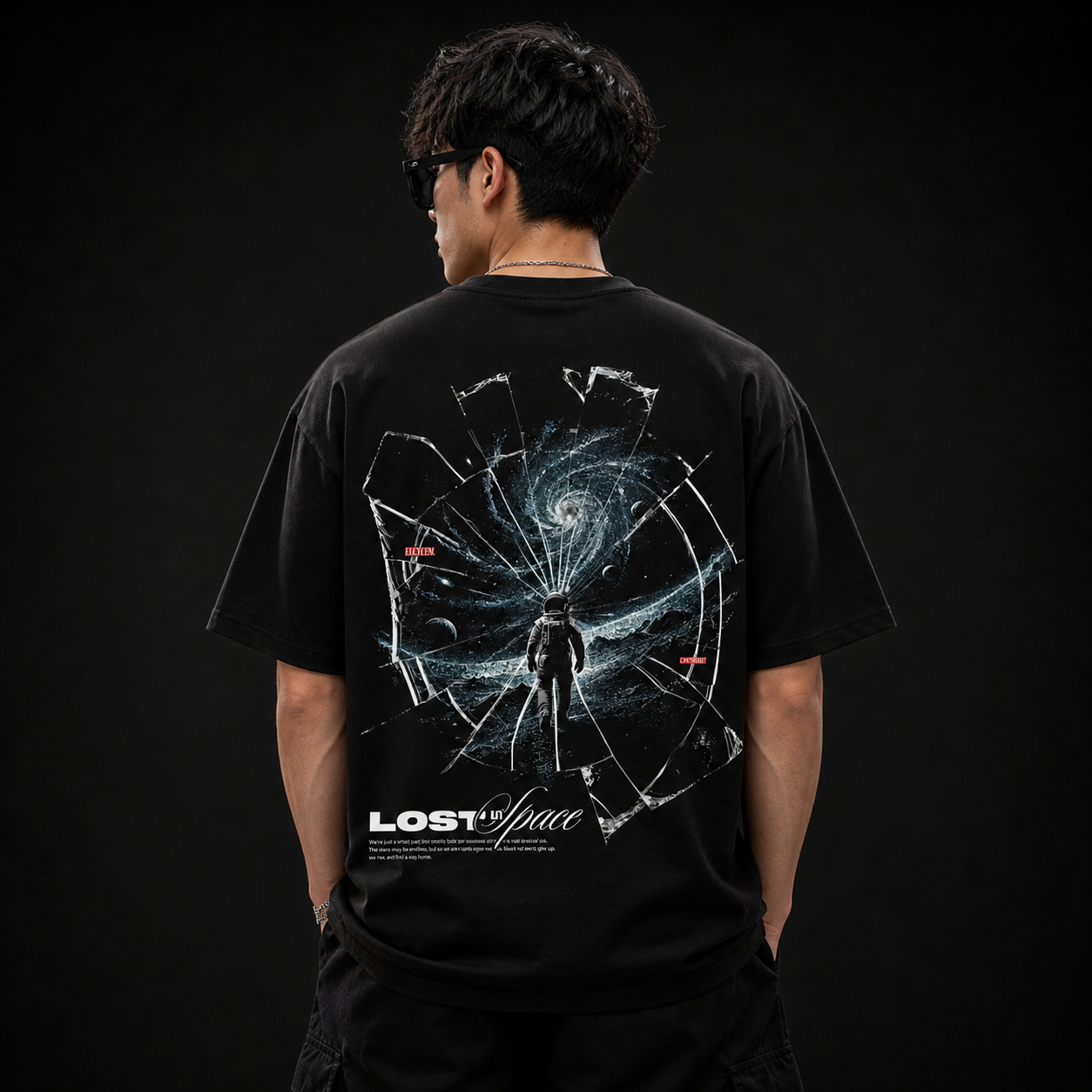 Lost in Space Astronaut Oversized T shirt Black