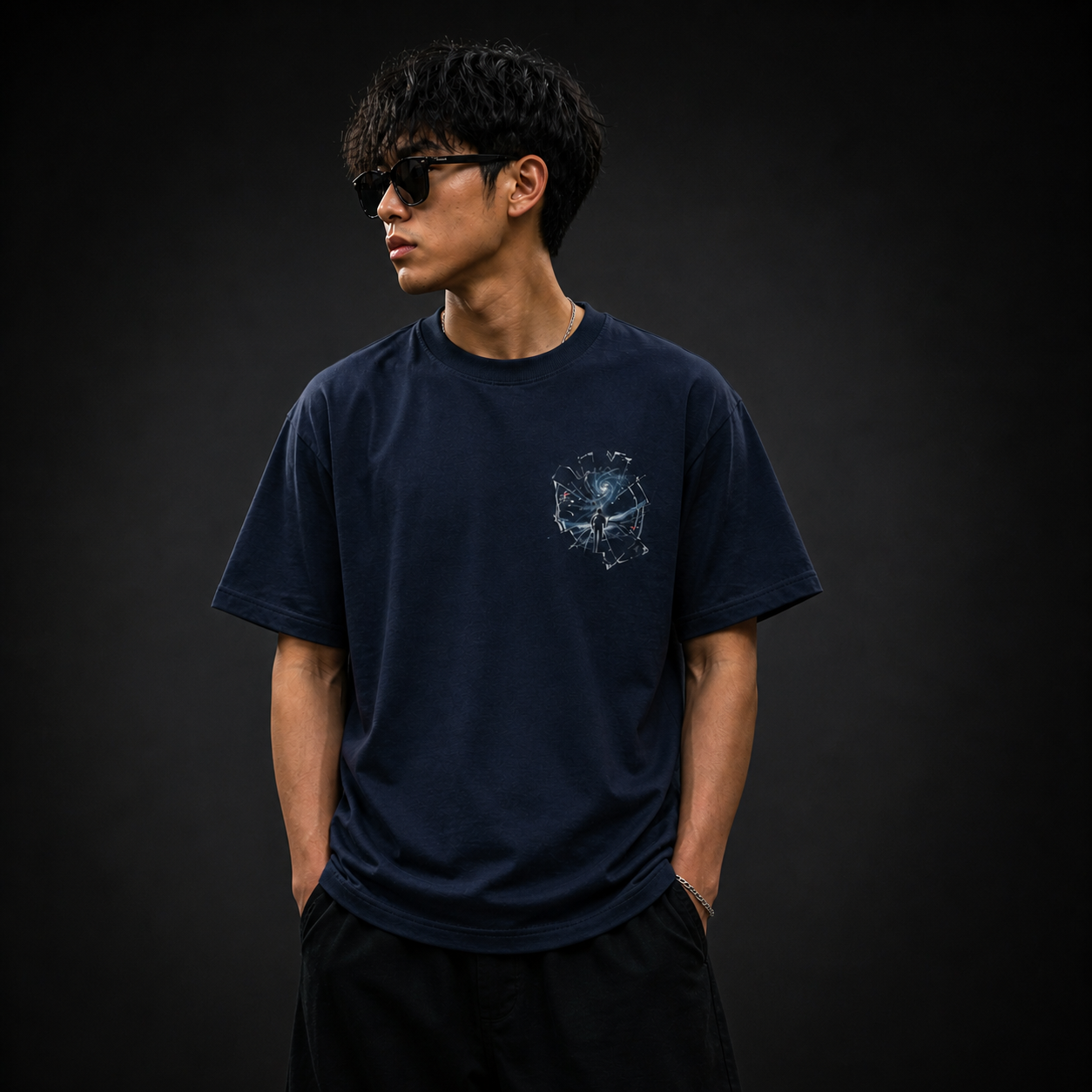 Lost in Space Astronaut Oversized T shirt Navy Blue