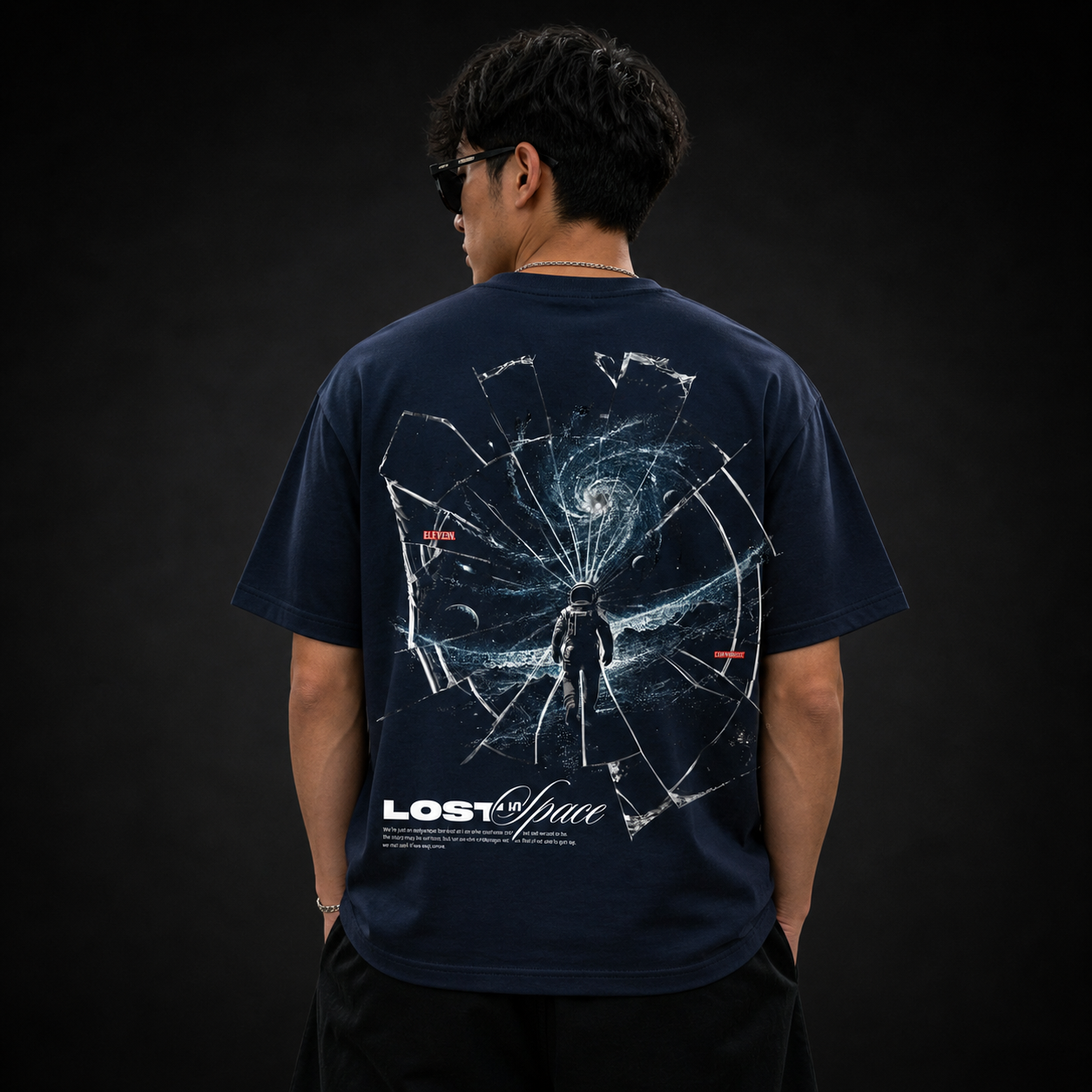 Lost in Space Astronaut Oversized T shirt Navy Blue