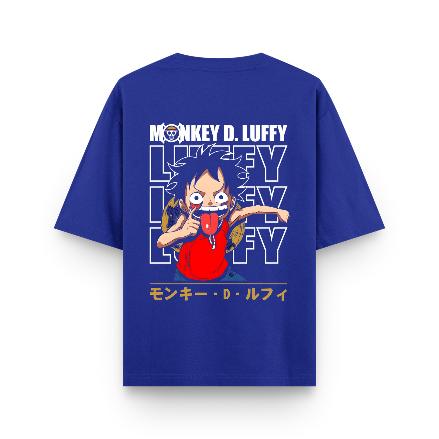 Luffy Classic Oversized Royal Blue Anime T-Shirt