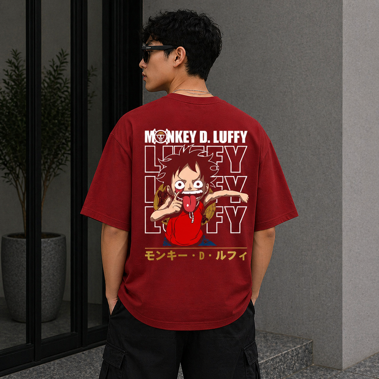 Luffy Classic Oversized Red Anime T-Shirt