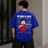 Luffy Classic Oversized Royal Blue Anime T-Shirt