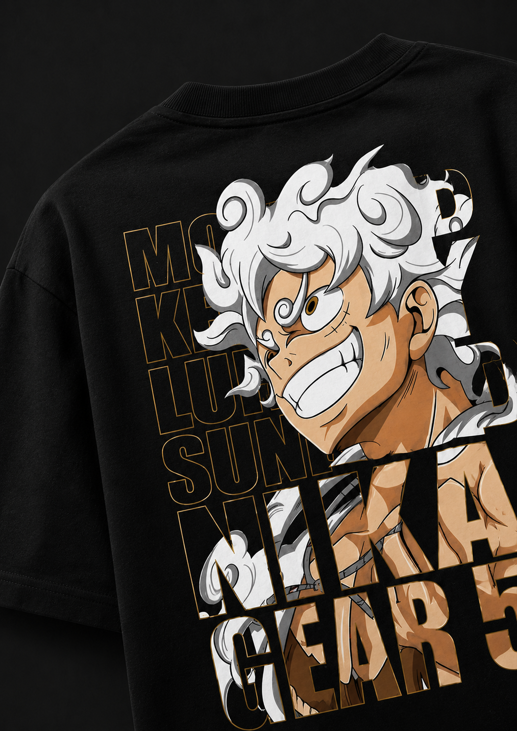Luffy Gear 5 Streetwear Oversized Black T-Shirt