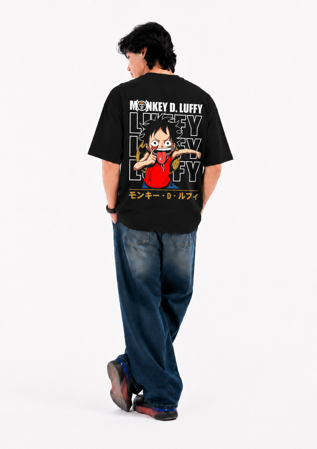 Luffy Classic Oversized Black Anime T-Shirt