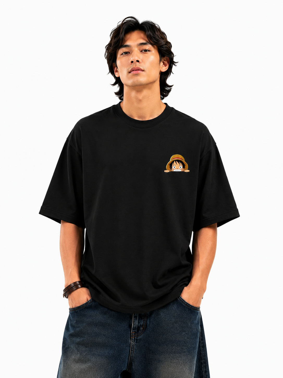 Luffy Classic Oversized Black Anime T-Shirt