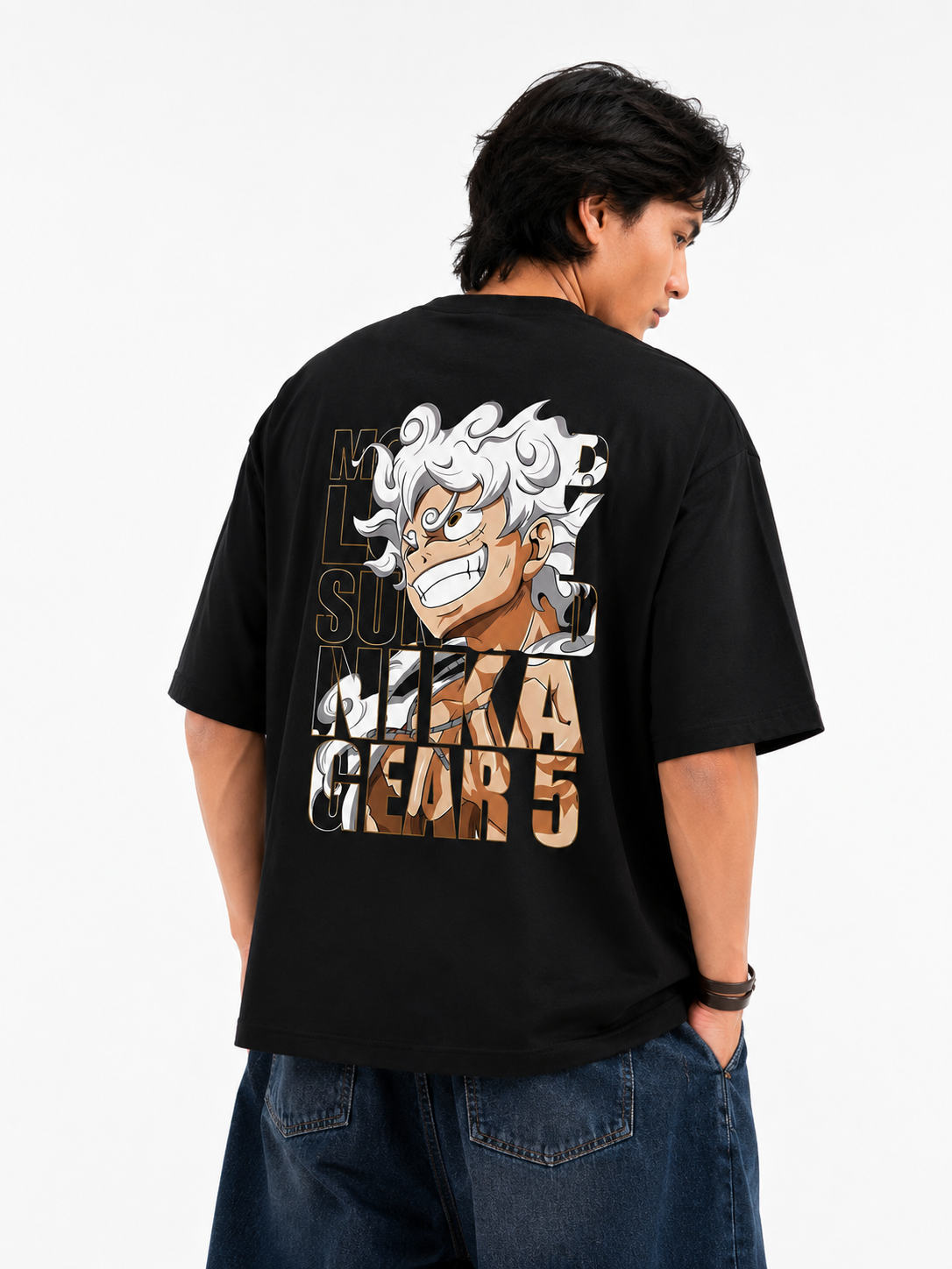 Luffy Gear 5 Streetwear Oversized Black T-Shirt