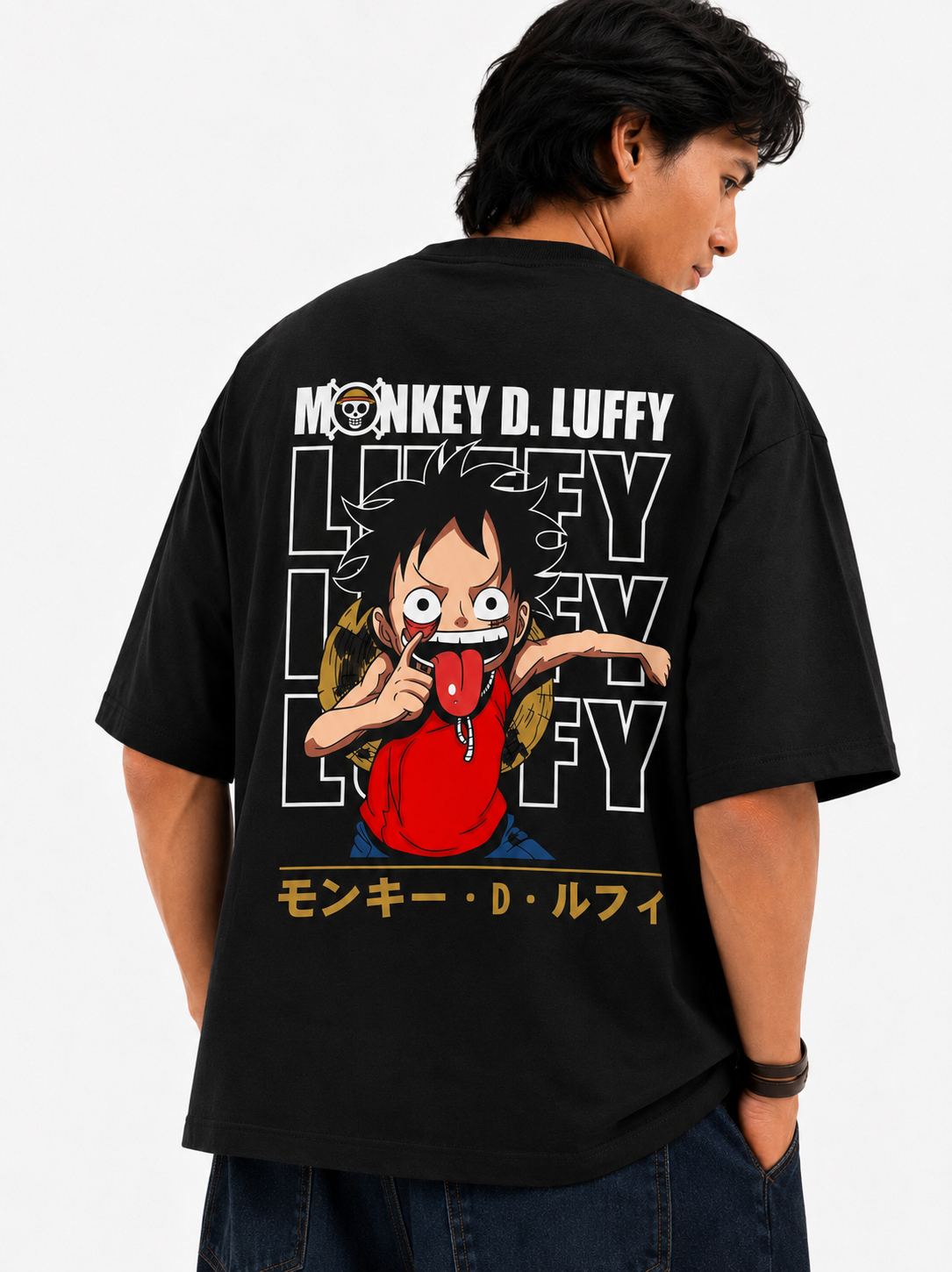 Luffy Classic Oversized Black Anime T-Shirt