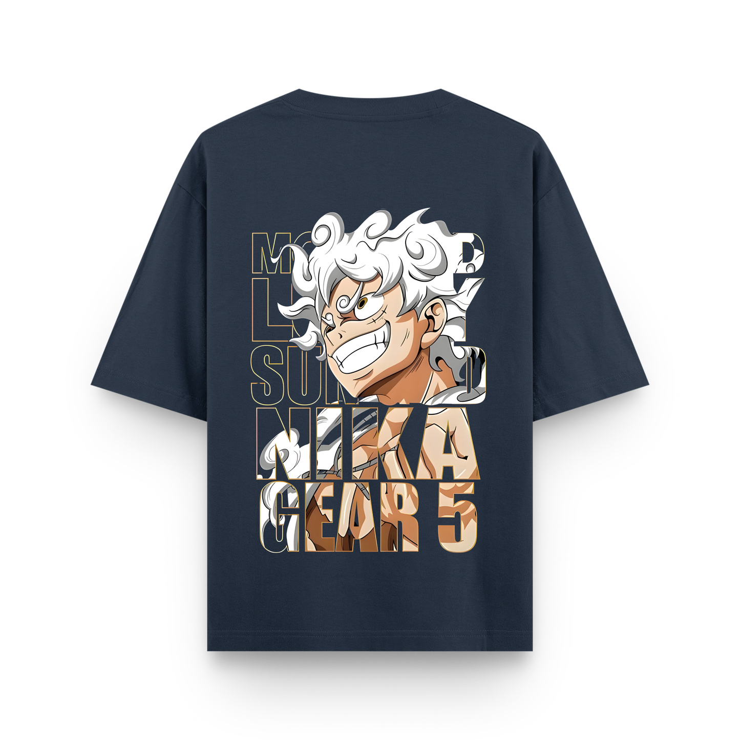 Luffy Gear 5 Streetwear Oversized Navy Blue T-Shirt