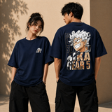 Luffy Gear 5 Streetwear Oversized Navy Blue T-Shirt