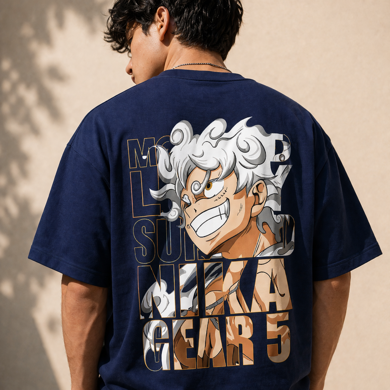 Luffy Gear 5 Streetwear Oversized Navy Blue T-Shirt