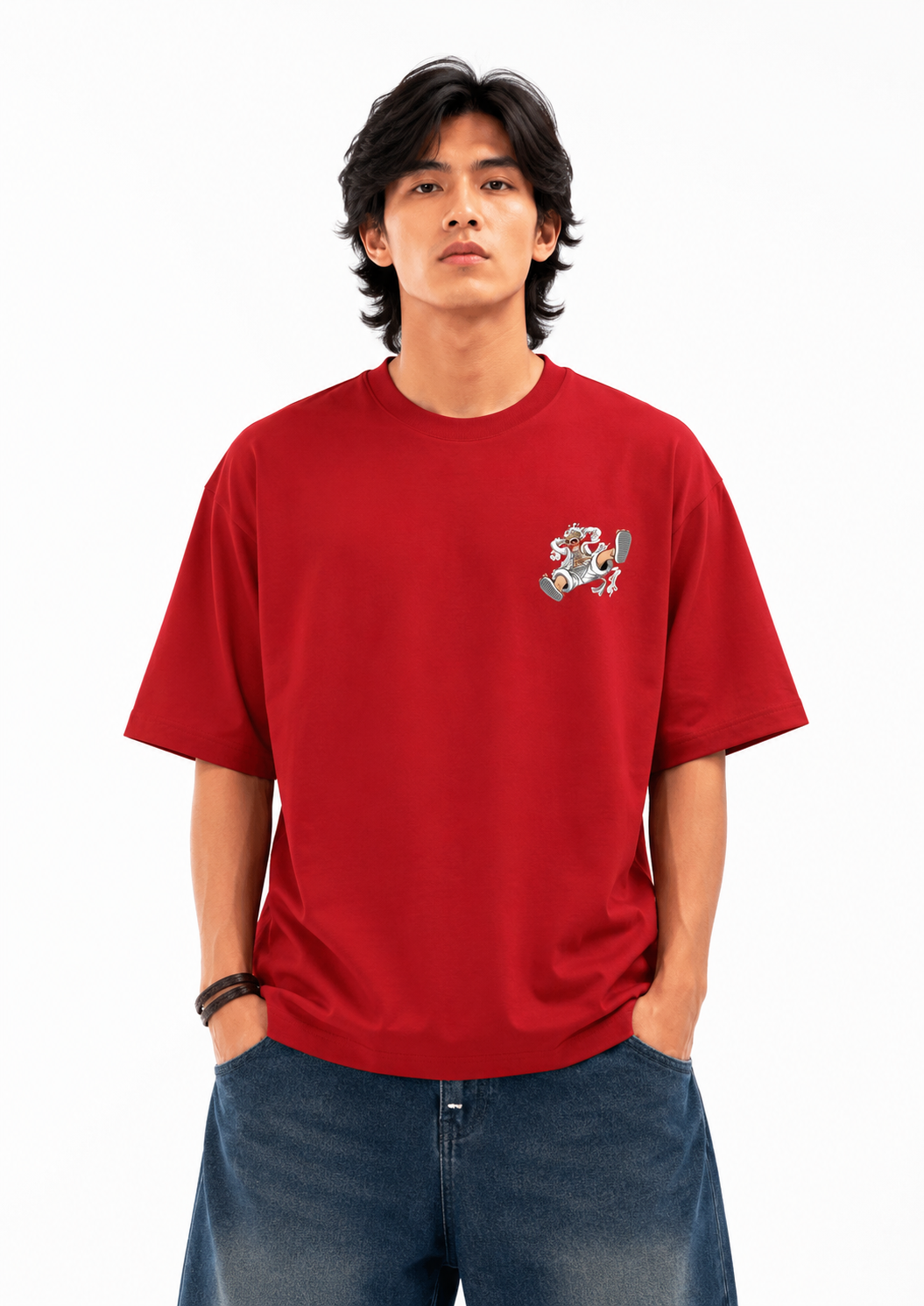 Luffy Gear 5 Streetwear Oversized Red T-Shirt