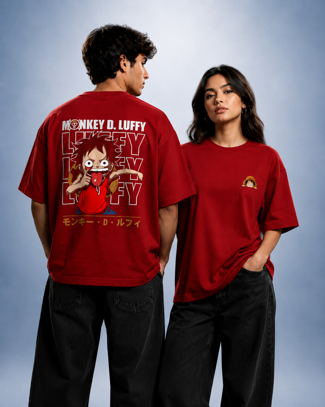 Luffy Gear 5 Streetwear Oversized Red T-Shirt