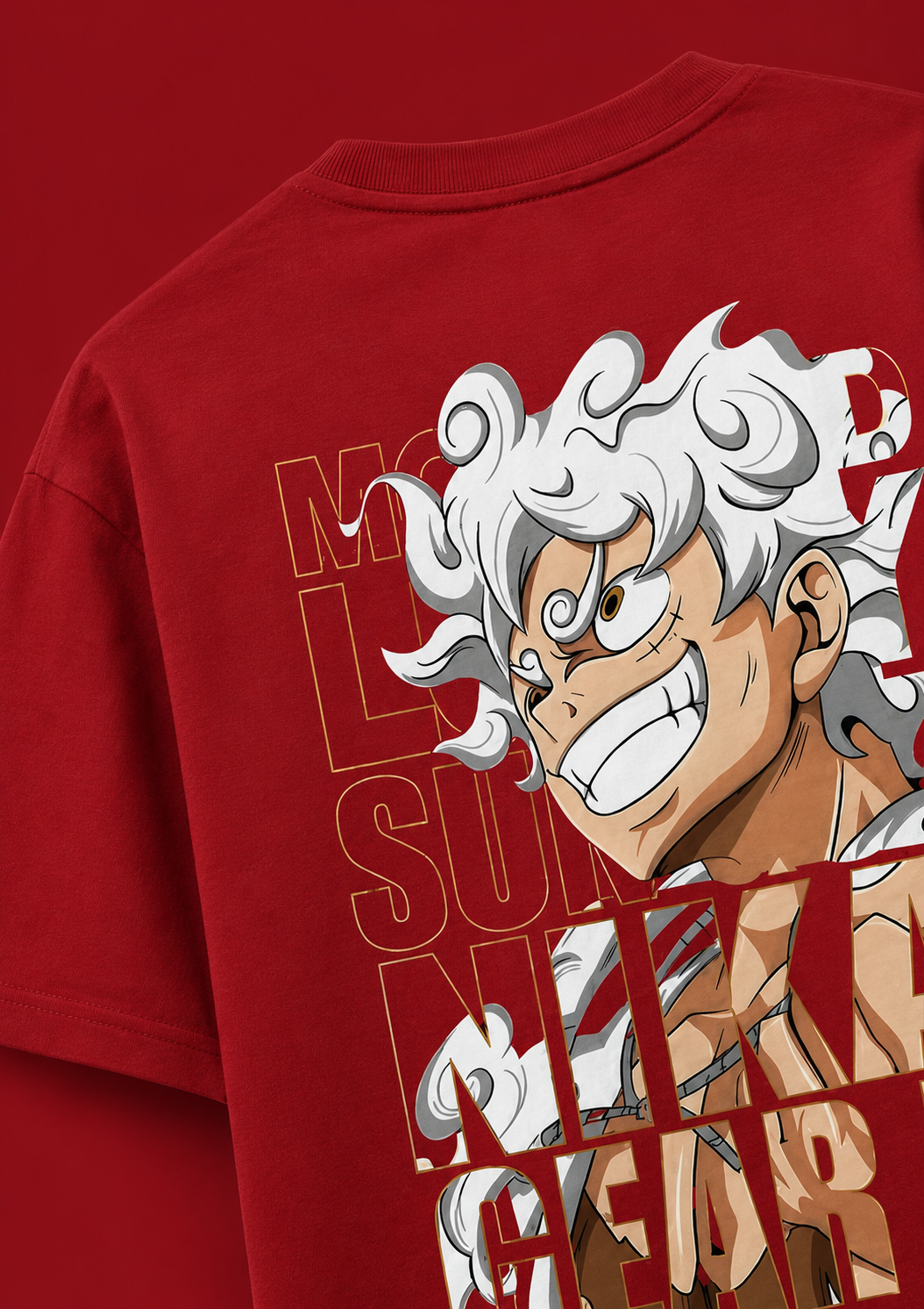 Luffy Gear 5 Streetwear Oversized Red T-Shirt