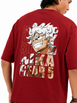 Luffy Gear 5 Streetwear Oversized Red T-Shirt