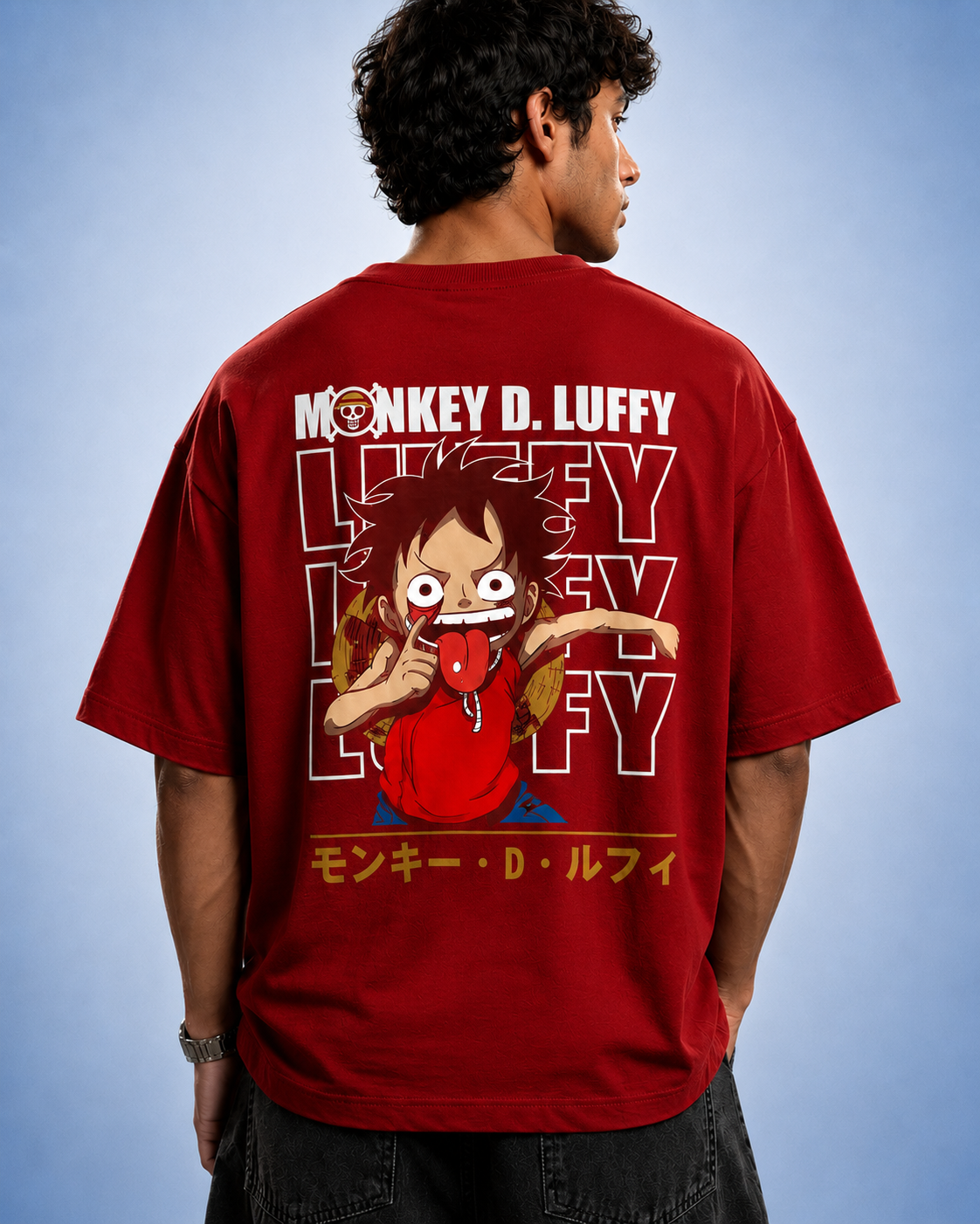 Luffy Gear 5 Streetwear Oversized Red T-Shirt
