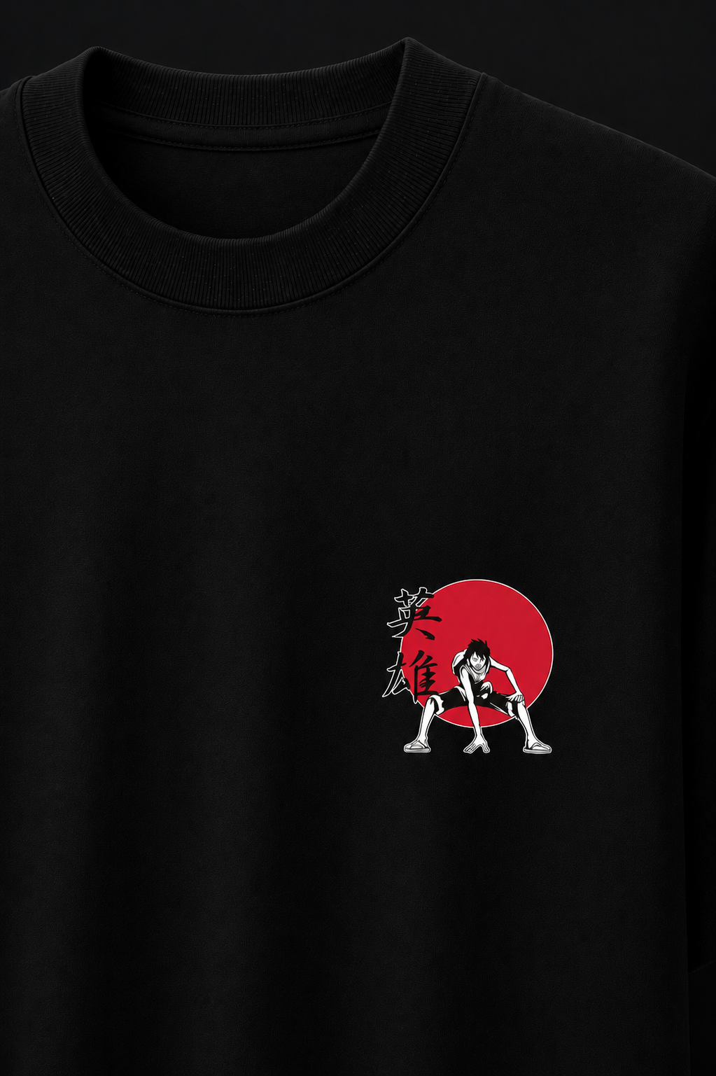 Luffy Straw Hat Oversized Black Graphic T-Shirt
