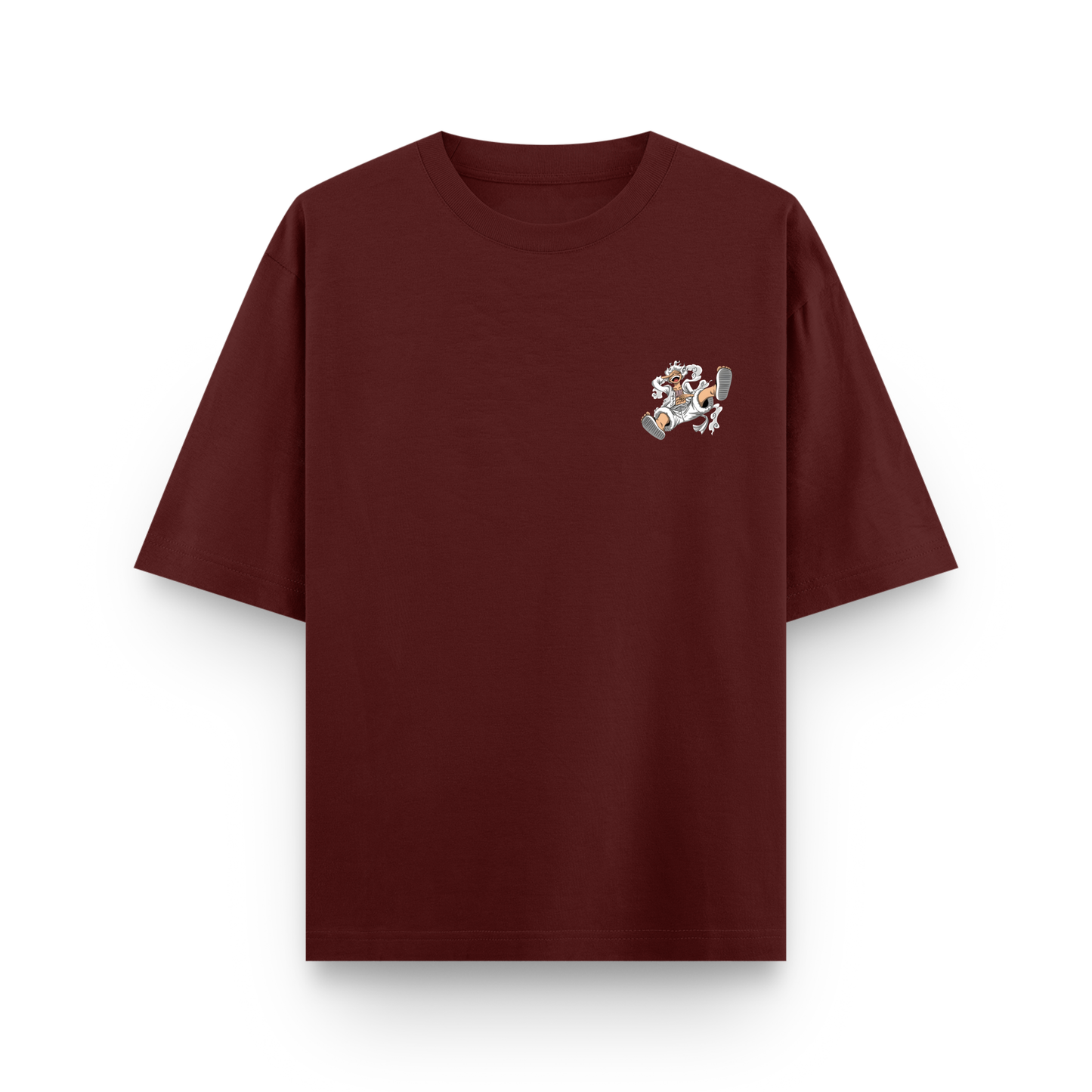 Luffy Gear 5 Streetwear Oversized Maroon T-Shirt
