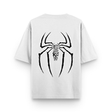 Marked By Power Spider Oversized White Cotton Graphic T shirt