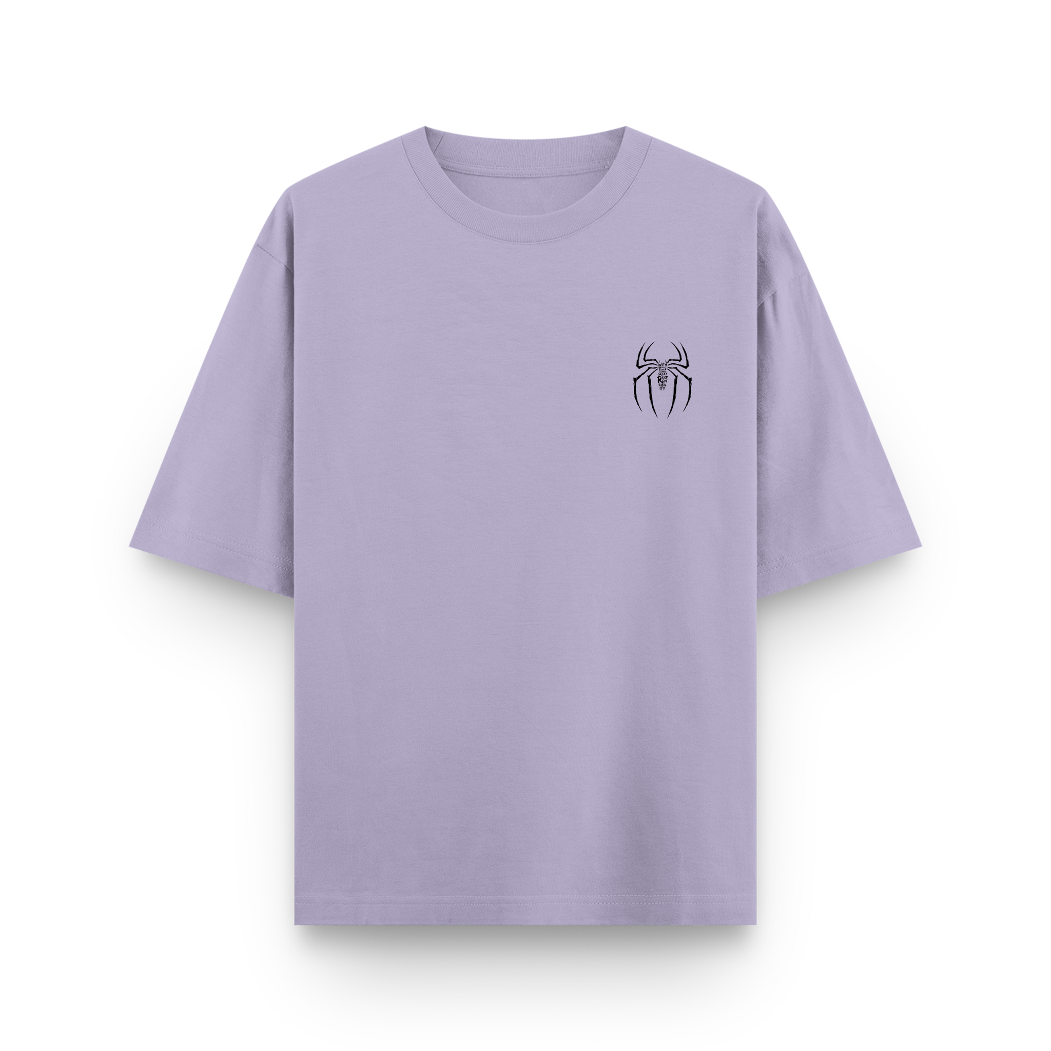 Marked By Power Spider Oversized Lavender Cotton Graphic T shirt
