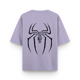Marked By Power Spider Oversized Lavender Cotton Graphic T shirt