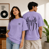 Marked By Power Spider Oversized Lavender Cotton Graphic T shirt