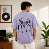 Marked By Power Spider Oversized Lavender Cotton Graphic T shirt