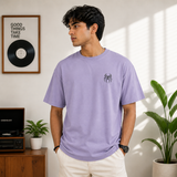 Marked By Power Spider Oversized Lavender Cotton Graphic T shirt