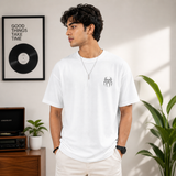 Marked By Power Spider Oversized White Cotton Graphic T shirt