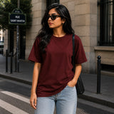 Maroon Oversized Cotton T-Shirt Unisex – Blank Essential