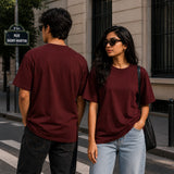 Maroon Oversized Cotton T-Shirt Unisex – Blank Essential
