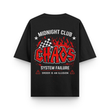 Midnight Chaos Club Oversized Black Cotton T shirt