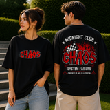 Midnight Chaos Club Oversized Black Cotton T shirt