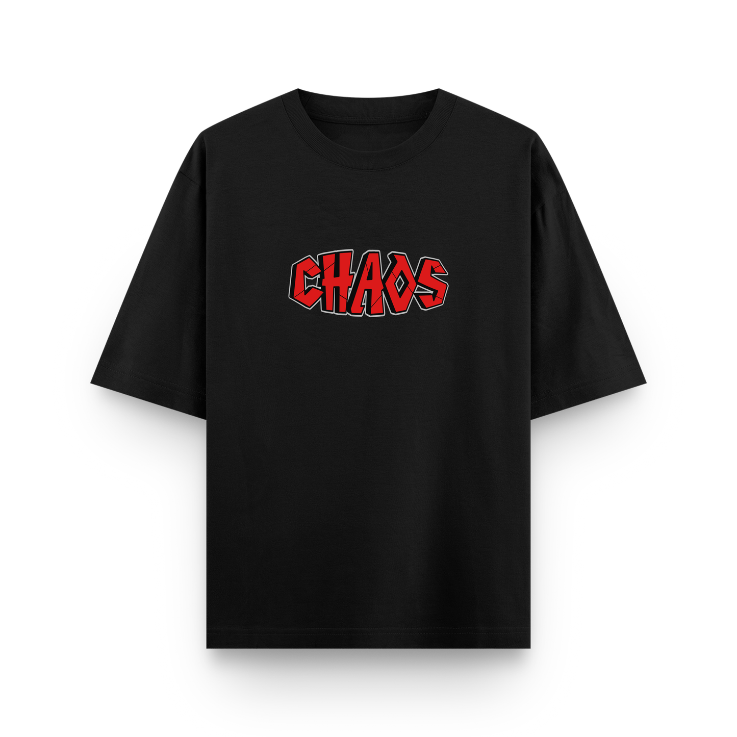 Midnight Chaos Club Oversized Black Cotton T shirt