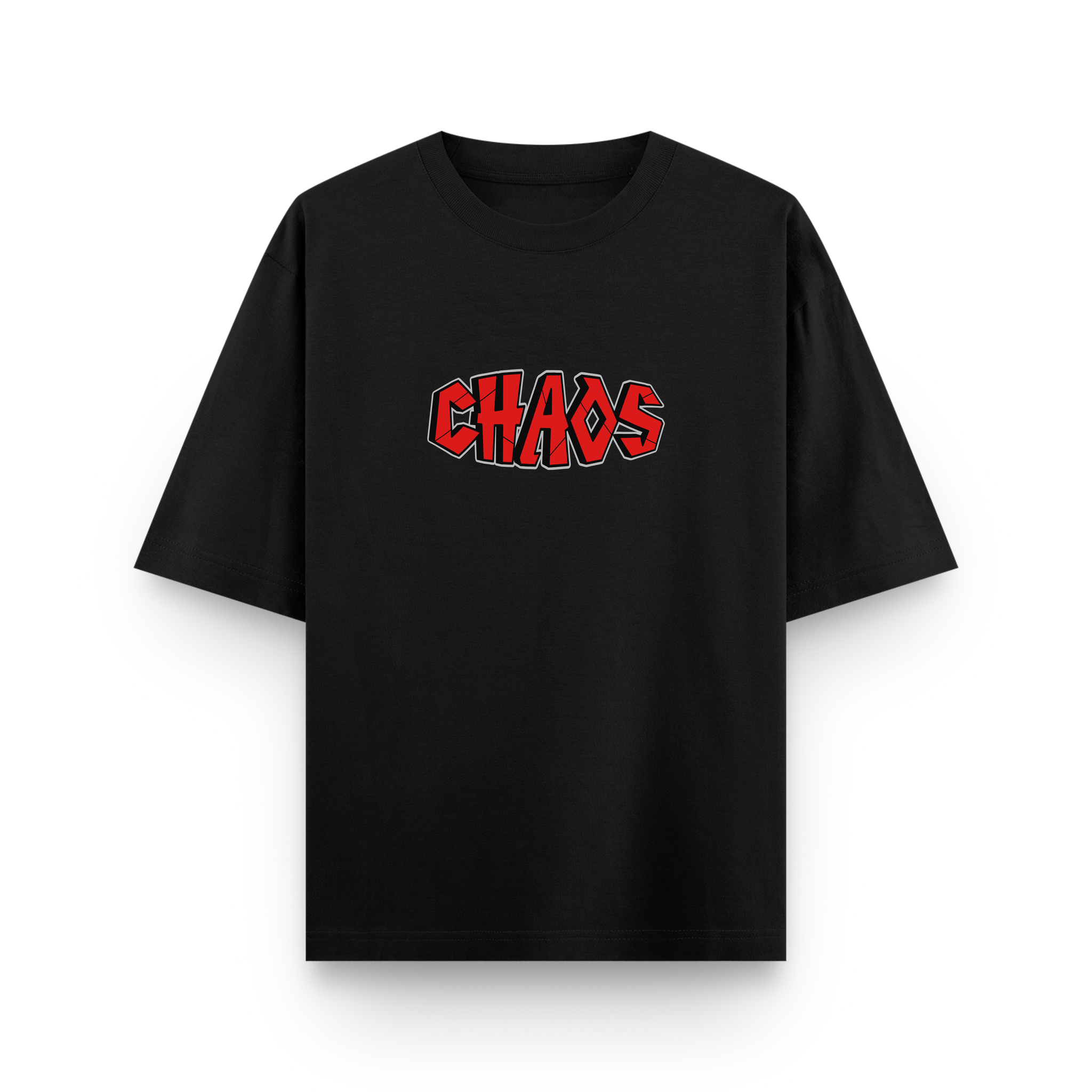 Midnight Chaos Club Oversized Black Cotton T shirt