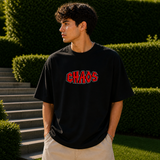Midnight Chaos Club Oversized Black Cotton T shirt