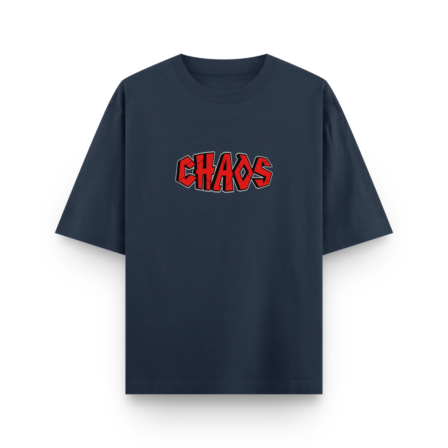 Midnight Chaos Club Oversized Navy Blue Cotton T shirt