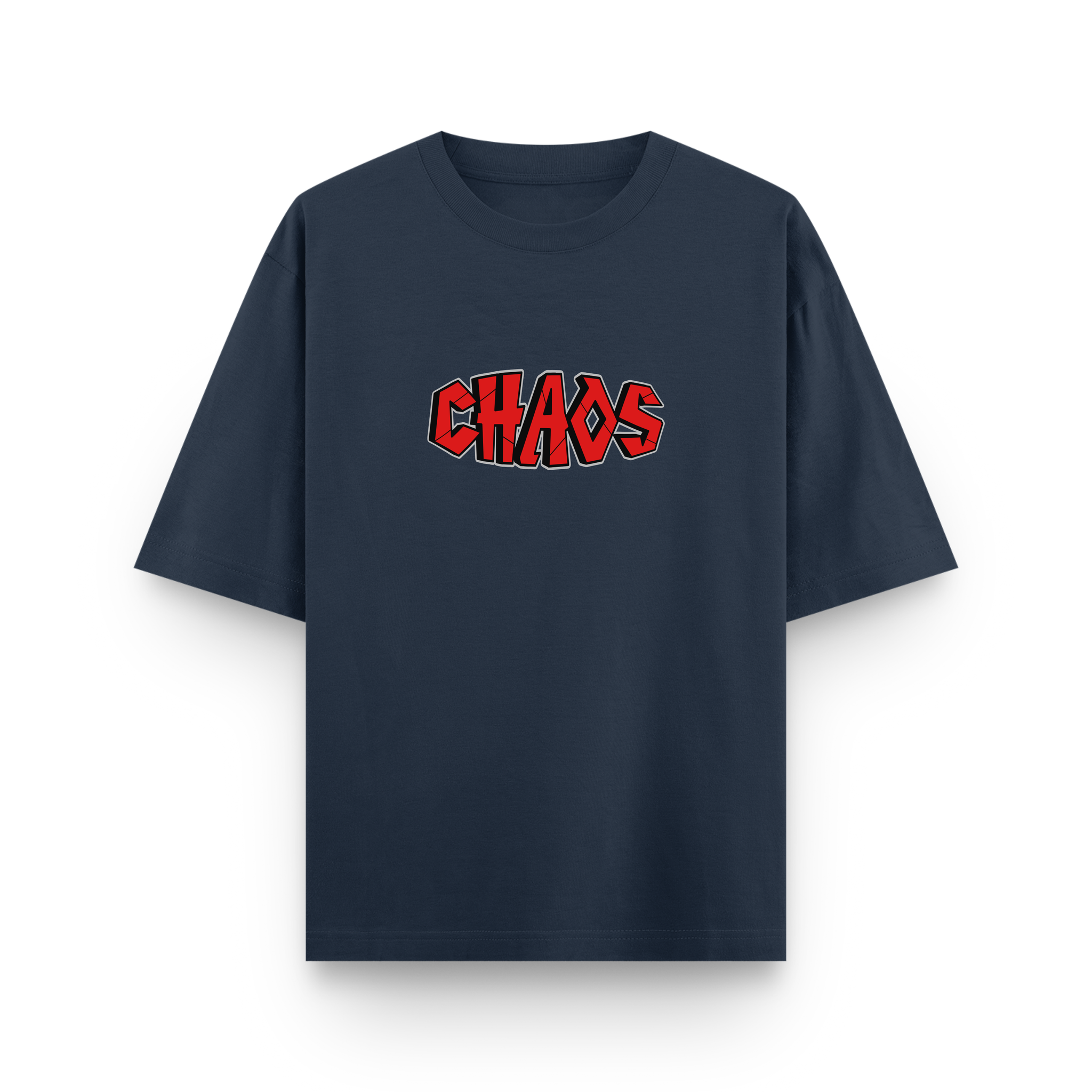 Midnight Chaos Club Oversized Navy Blue Cotton T shirt