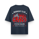 Midnight Chaos Club Oversized Navy Blue Cotton T shirt