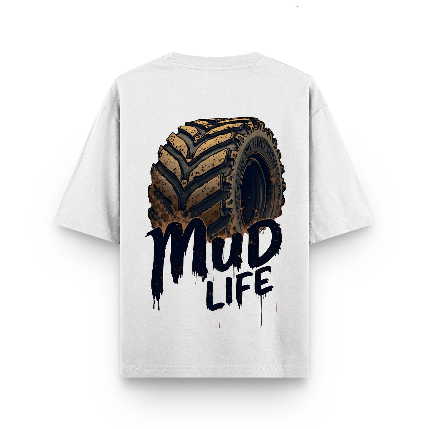 Mud Life Offroad Beast Oversized Cotton White T-shirt