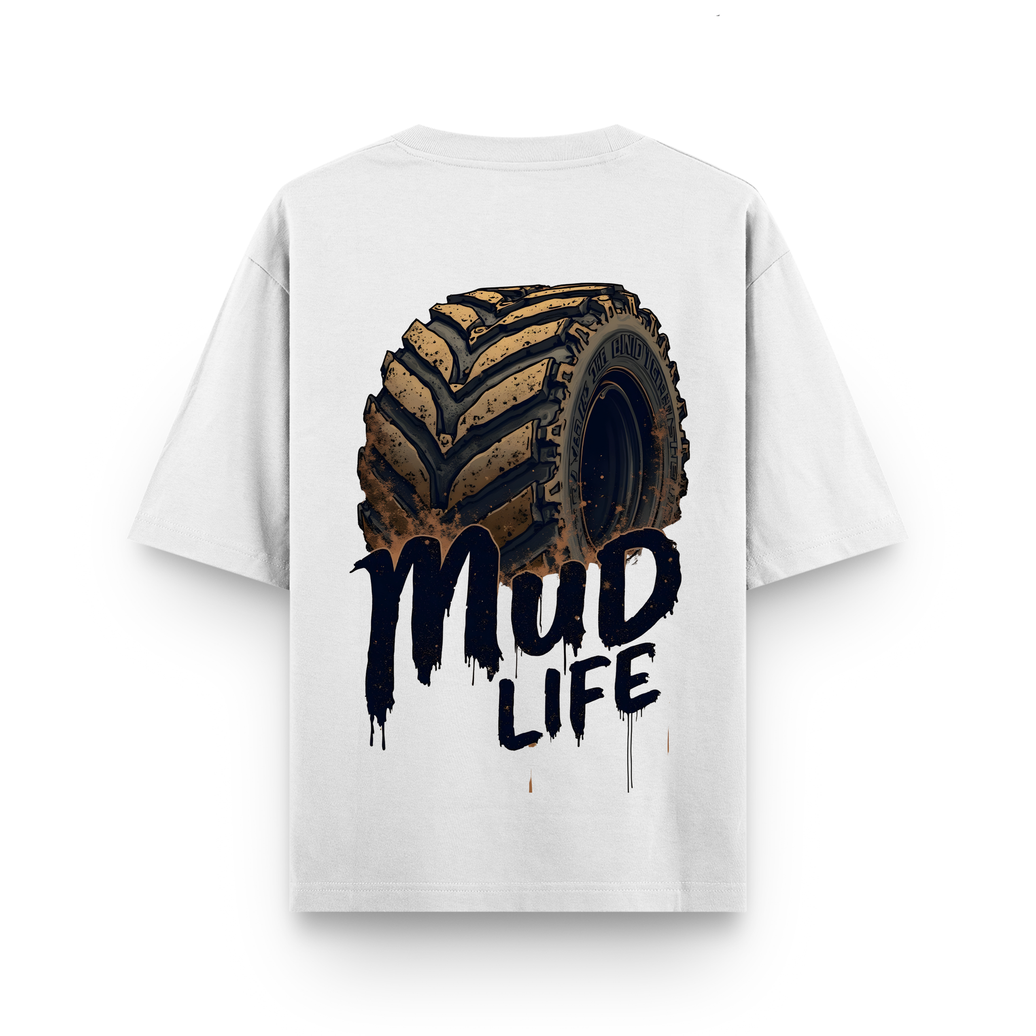 Mud Life Offroad Beast Oversized Cotton White T-shirt
