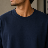 Navy Blue Plain Oversized Cotton T-Shirt Unisex – Blank Essential