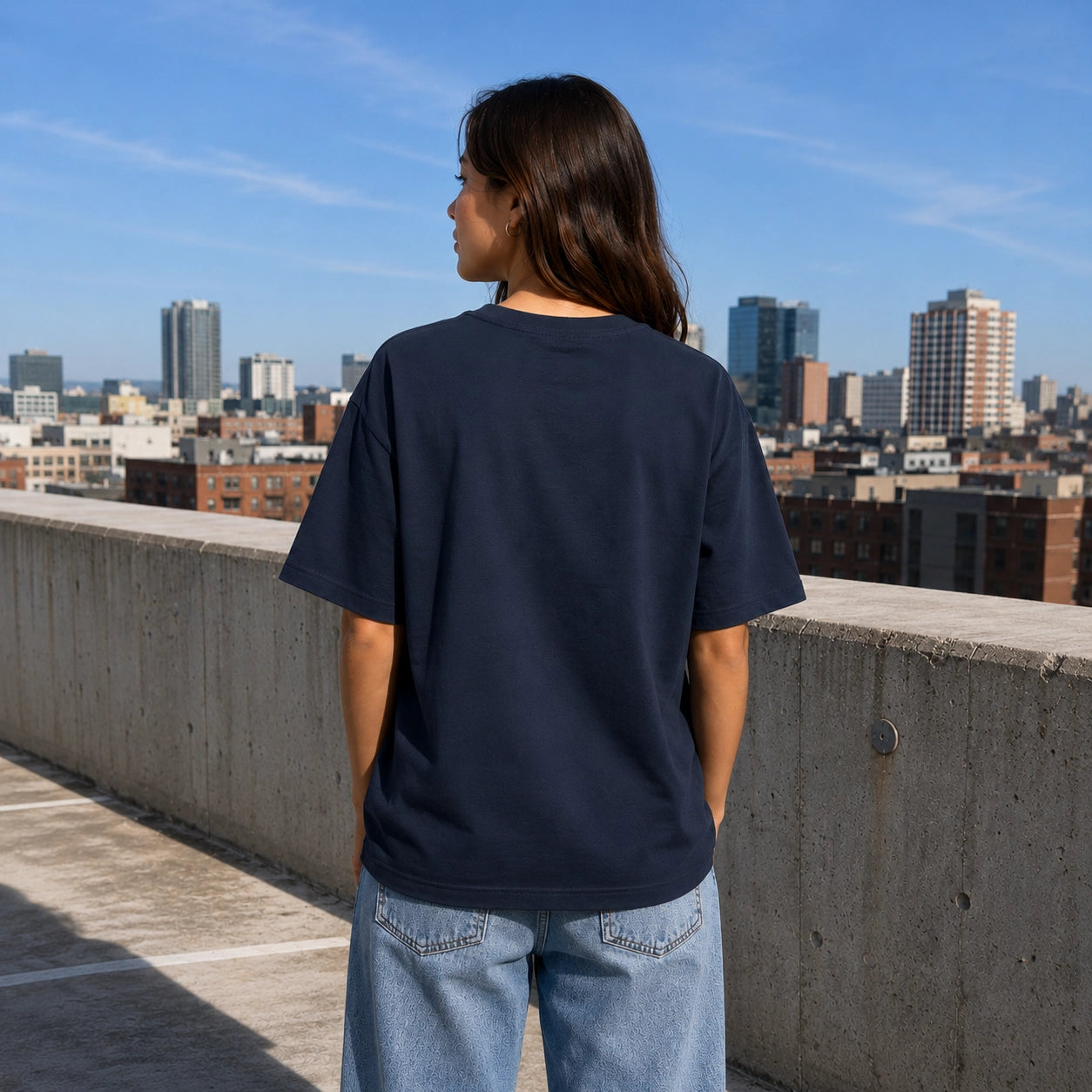 Navy Blue Signature Oversized Cotton Unisex T shirt