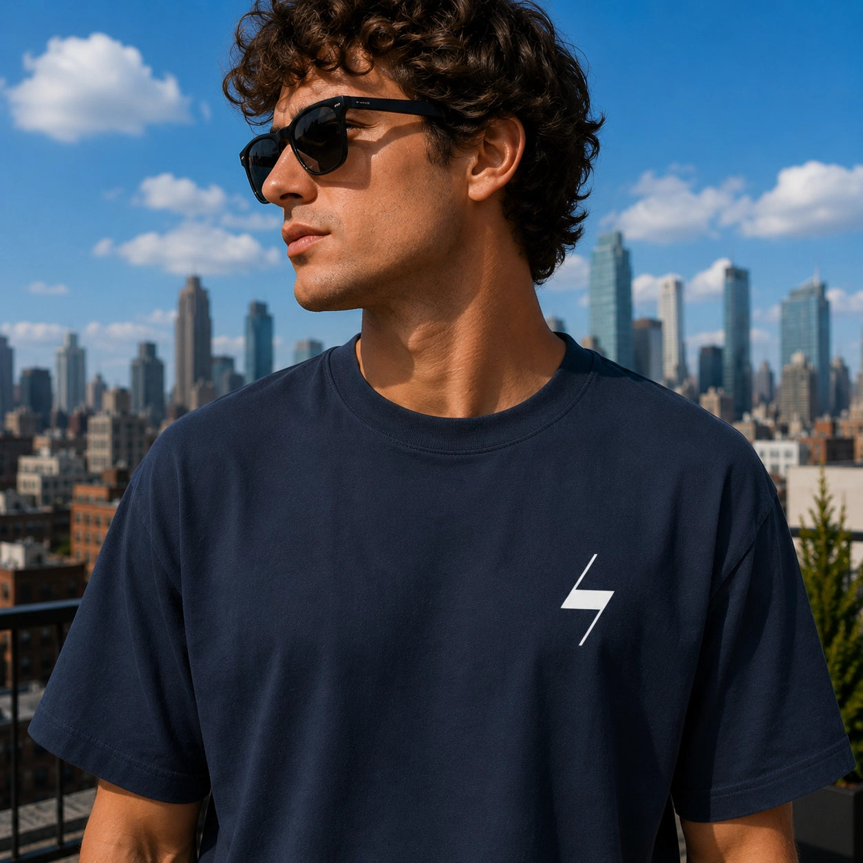 Navy Blue Signature Oversized Cotton Unisex T shirt